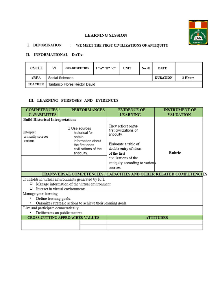 Learning Session 1 First Year | PDF | Ancient Egypt | Knowledge
