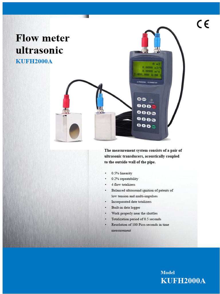 KUFH2000A Ultrasonic Flow Meter Specs | PDF | Ultrasound | Flow Measurement