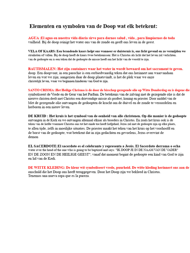 Elementen en Symbolen Van de Doop Wat Elk Betekent | PDF