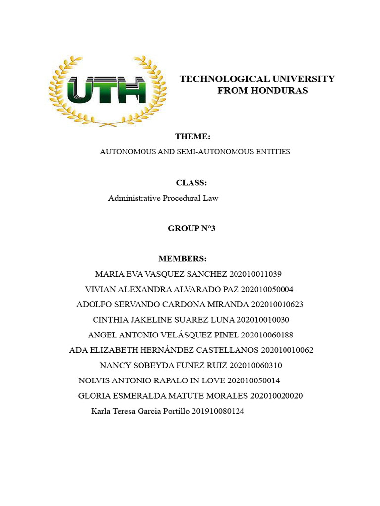 Autonomous and Semi-Autonomous Entities | PDF | Honduras | Autonomy