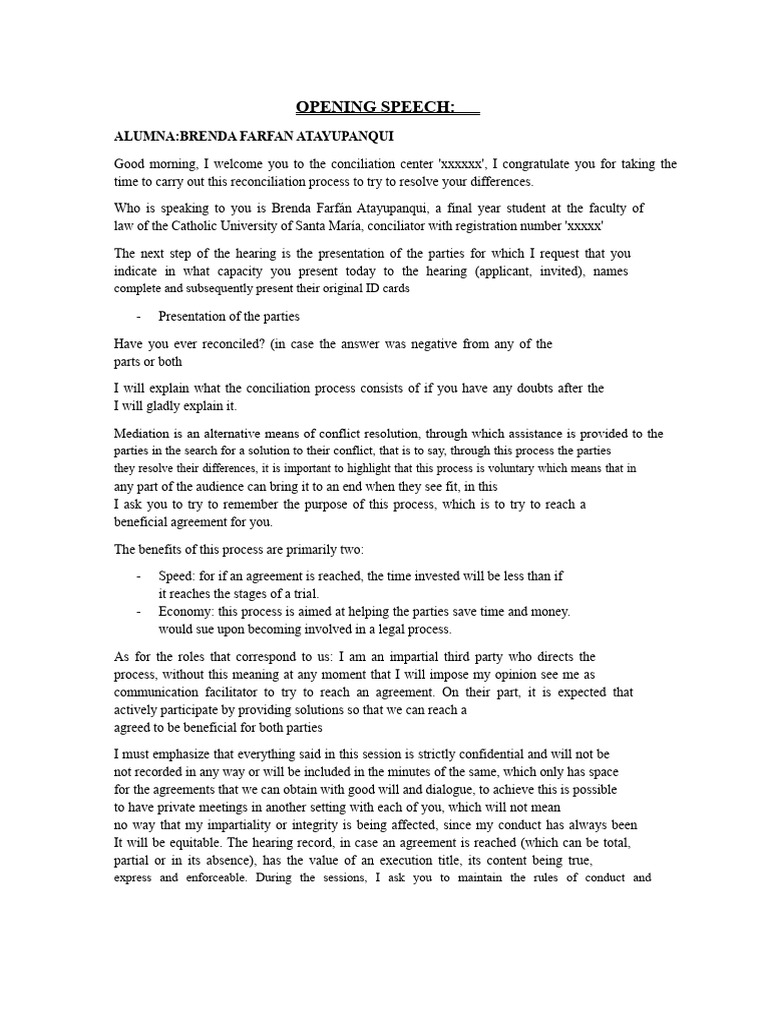 Conciliation Process Overview by Brenda Farfán | PDF | Mediation