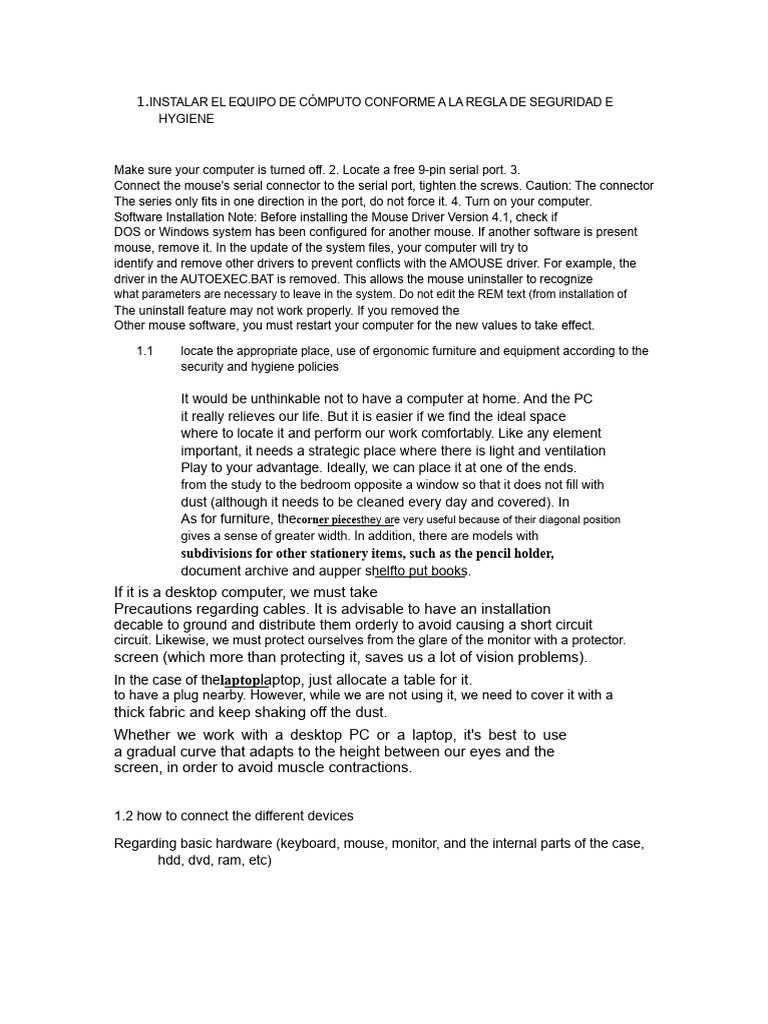 Install The Computer Equipment According To The Safety and Hygiene ...