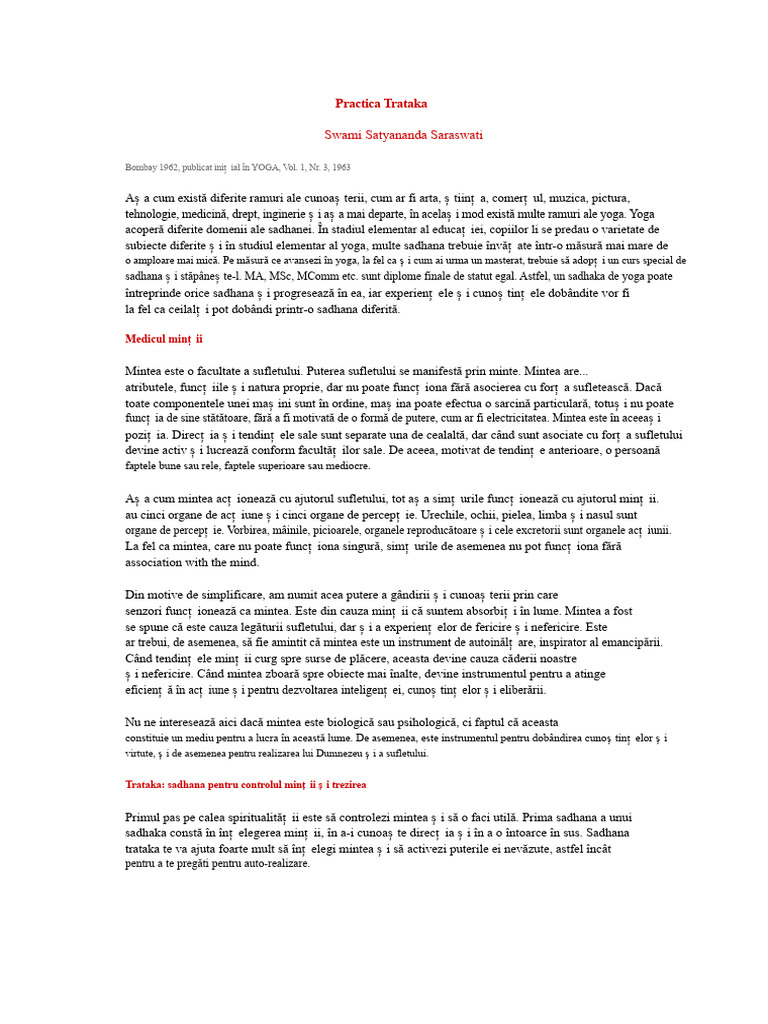 Practicarea Trataka | PDF
