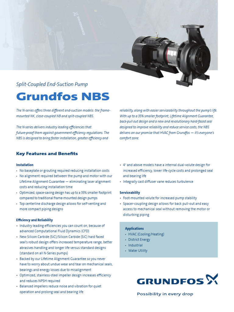 Grundfos NBS Split-Coupled Pump Overview | PDF | Pump | Applied And ...
