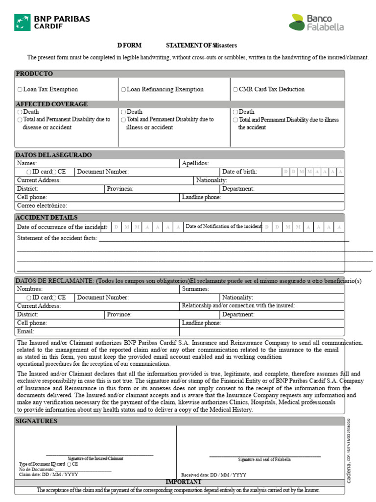 Claim Form for Insurance Benefits | PDF | Insurance | Identity Document