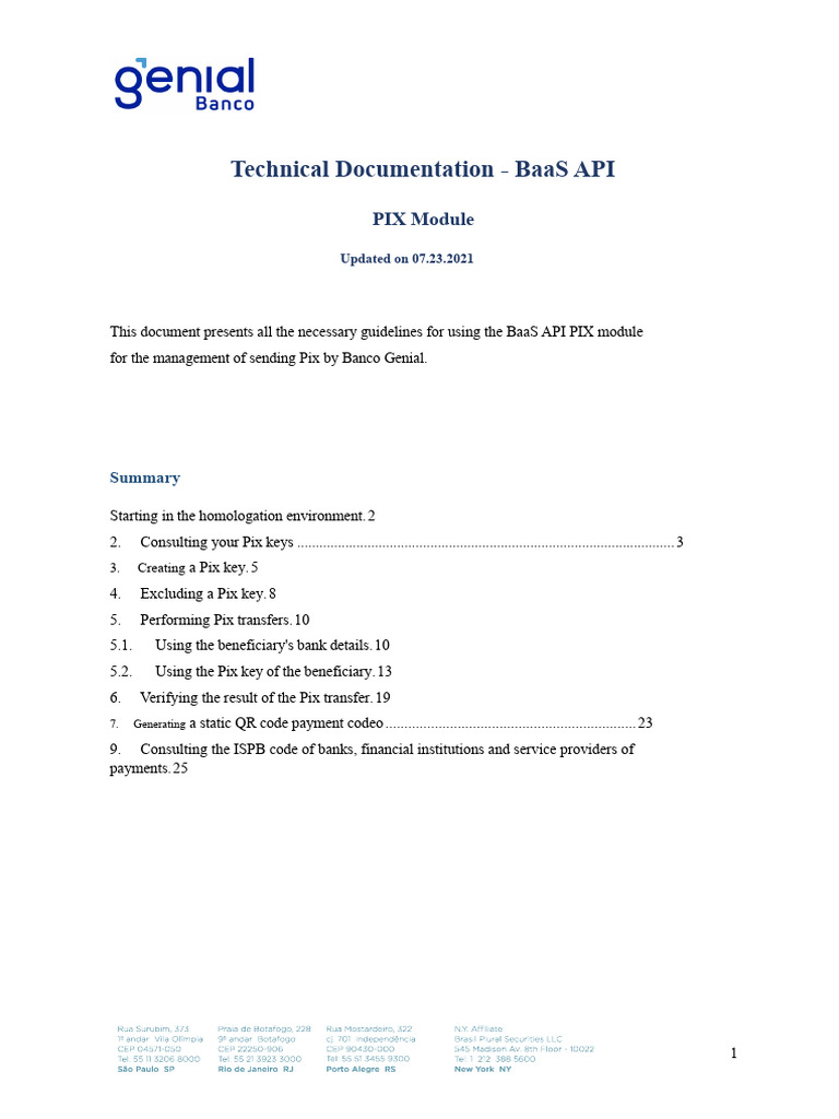 User Manual - BaaS API - PIX | PDF | Password | Computing