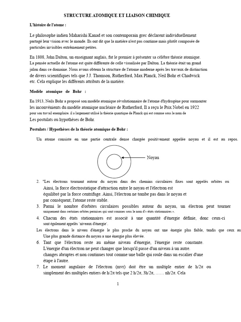 Structure Atomique Et Liaison Chimique | PDF | Atomes | Éléments chimiques