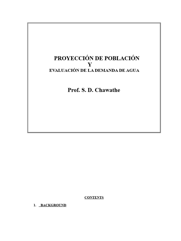 Proyección Poblacional y Demanda de Agua | PDF | Agua | Suministro de agua