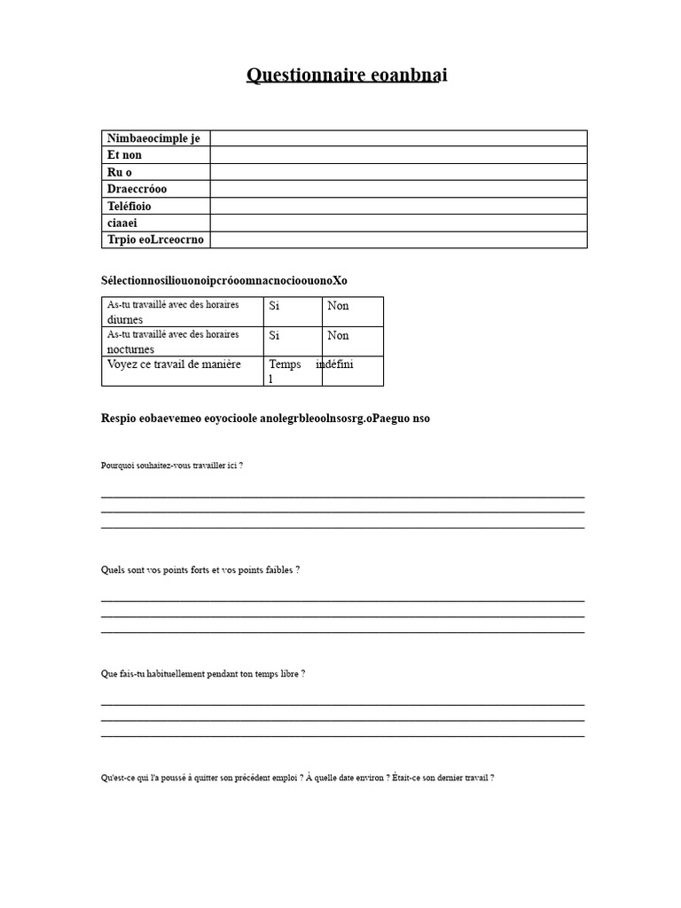 Questionnaire d'entretien pour chauffeur | PDF