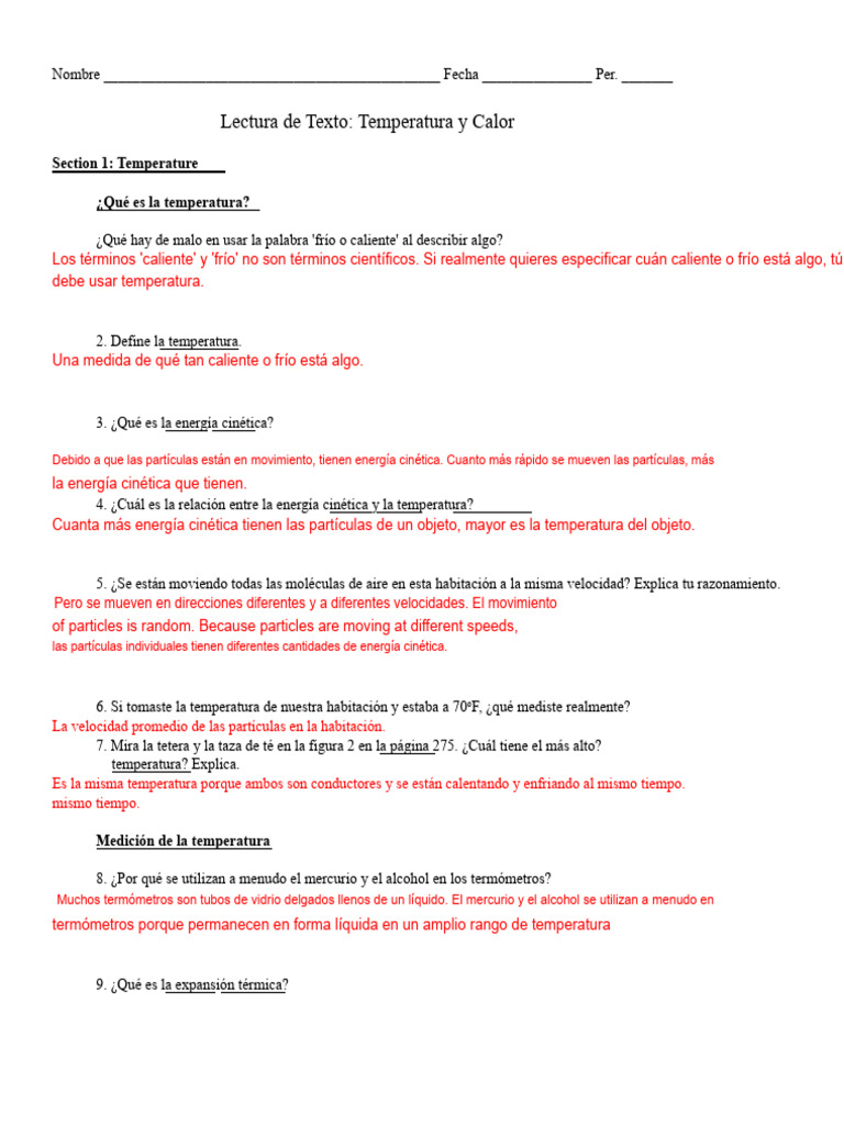 Conceptos Clave de Temperatura y Calor | PDF | Temperatura | Conduccion ...