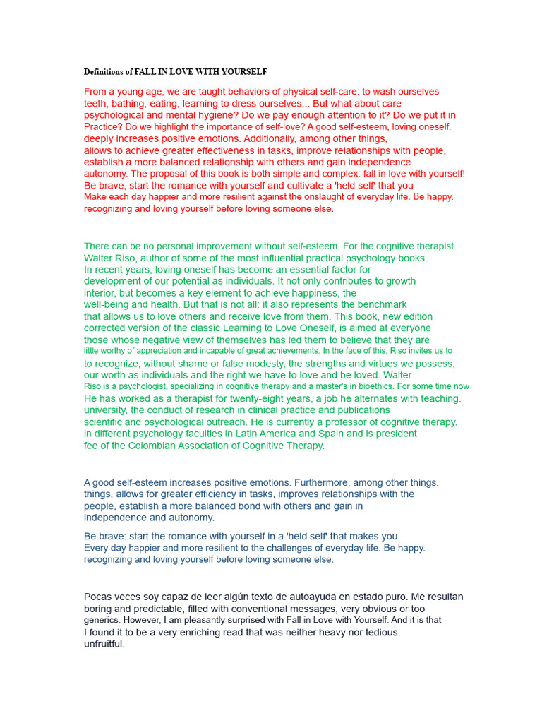Embrace Self-Love for Personal Growth | PDF | Self Esteem | Love
