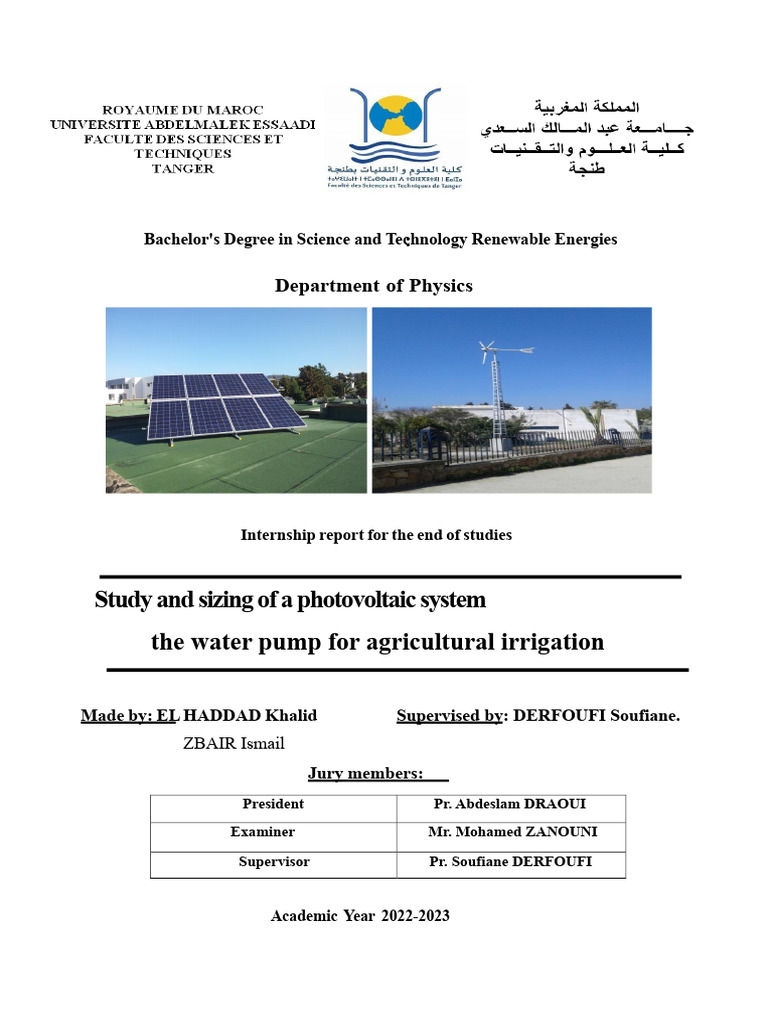 Study and Sizing of A Photovoltaic Water Pumping System For ...