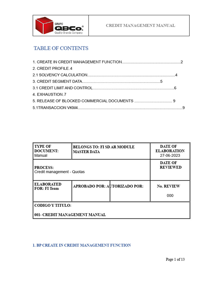 Credit Management Process Guide | PDF | Accounts Payable | Computing