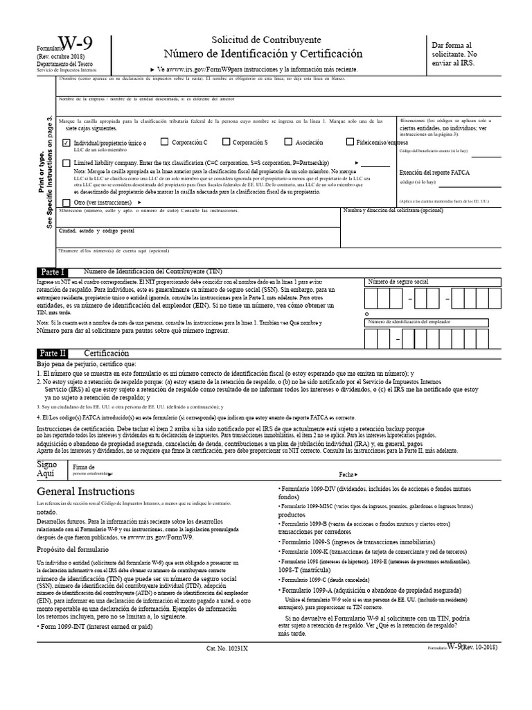 FATCA W9 + Letter to Share Information (FATCA) | PDF | Número de ...