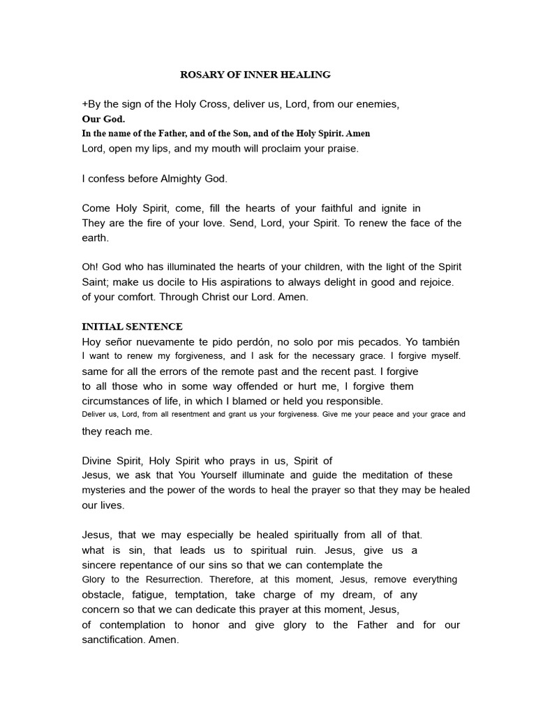 Inner Healing Rosary Prayer Guide | PDF | Prayer | Jesus