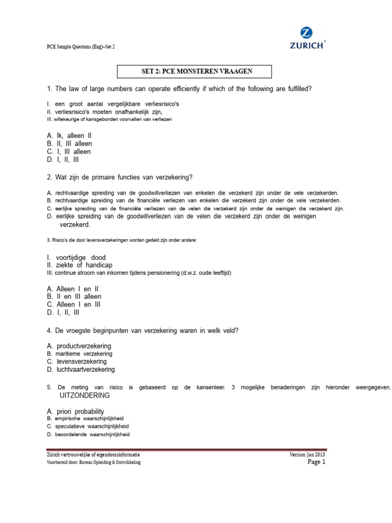 PCE Voorbeeldvragen - SET 2 (NED) | PDF
