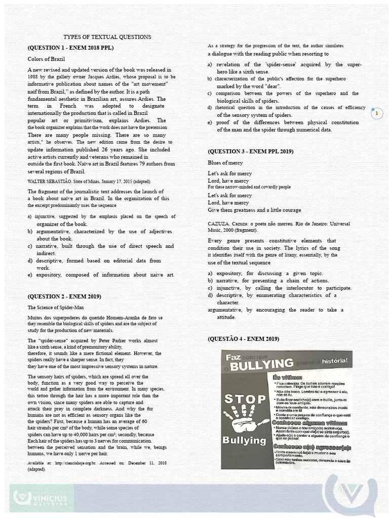 Types of Textual Questions Explained | PDF | Senses