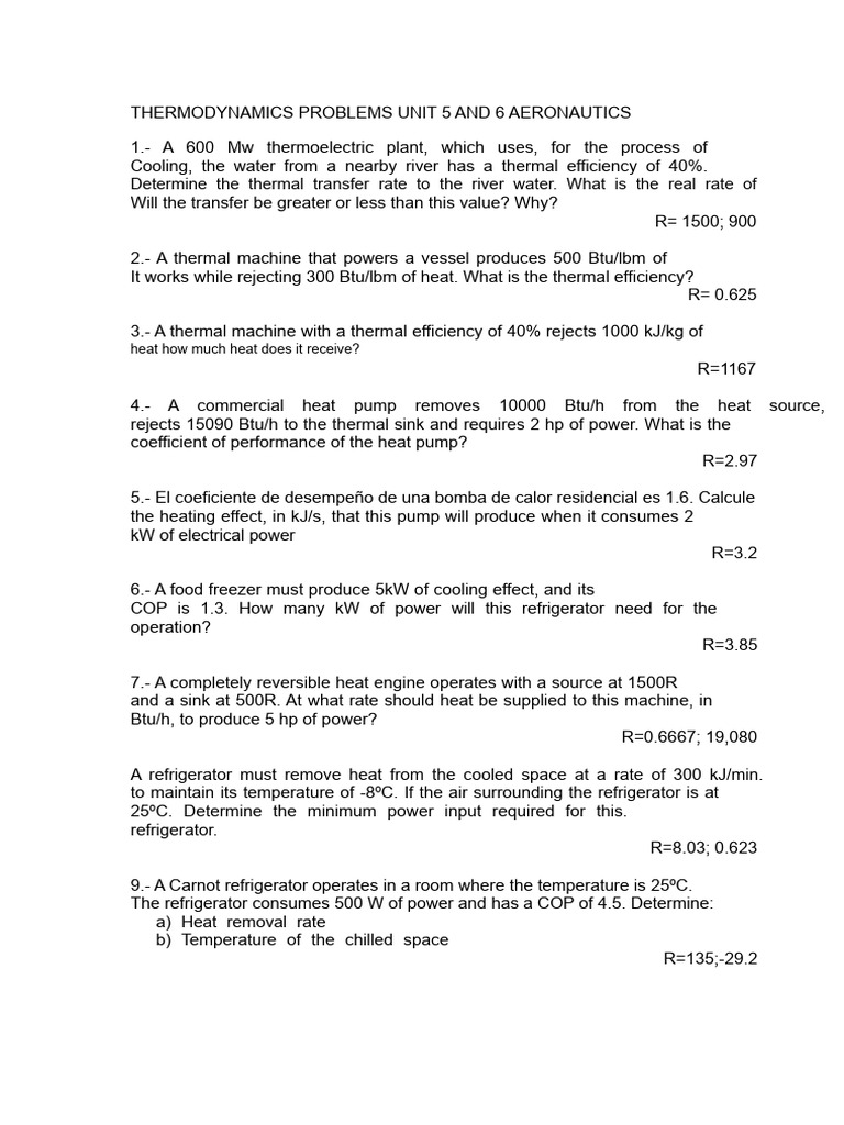 Thermodynamics Problems in Aeronautics | PDF | Heat | Heat Pump