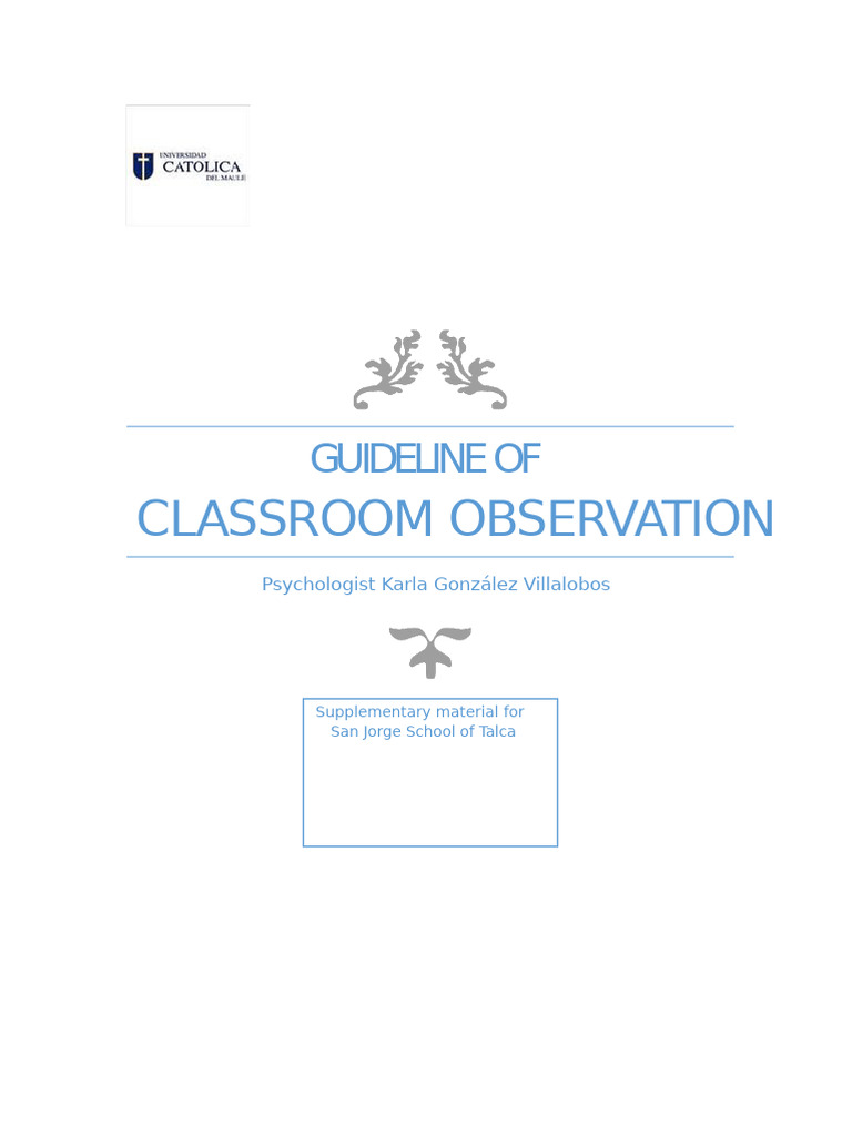 Classroom Observation Guidelines | PDF | Teachers | Learning