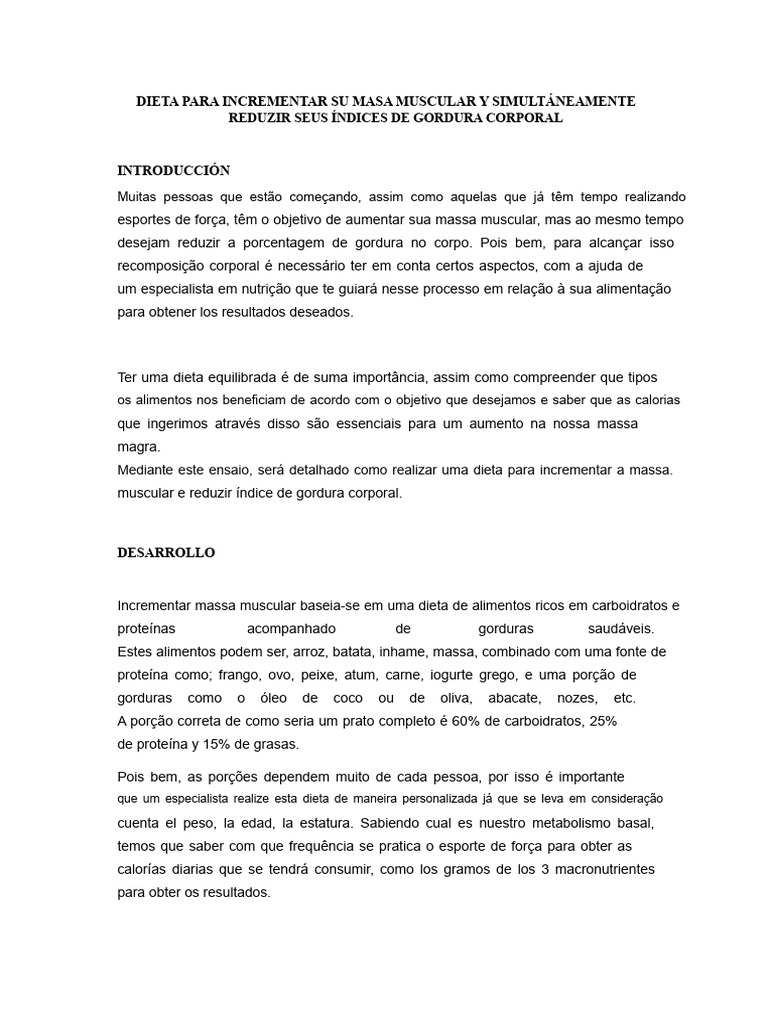Dieta para Aumentar Sua Massa Muscular e Simultaneamente Reduzir Seus ...