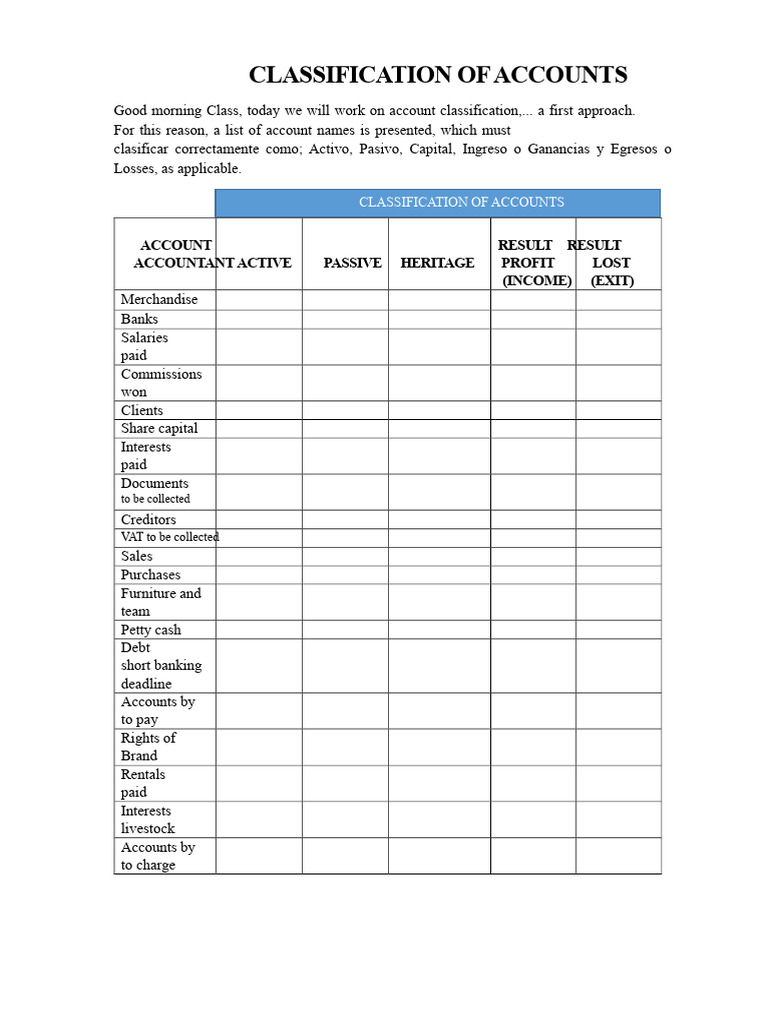 Account Classification Guide | PDF