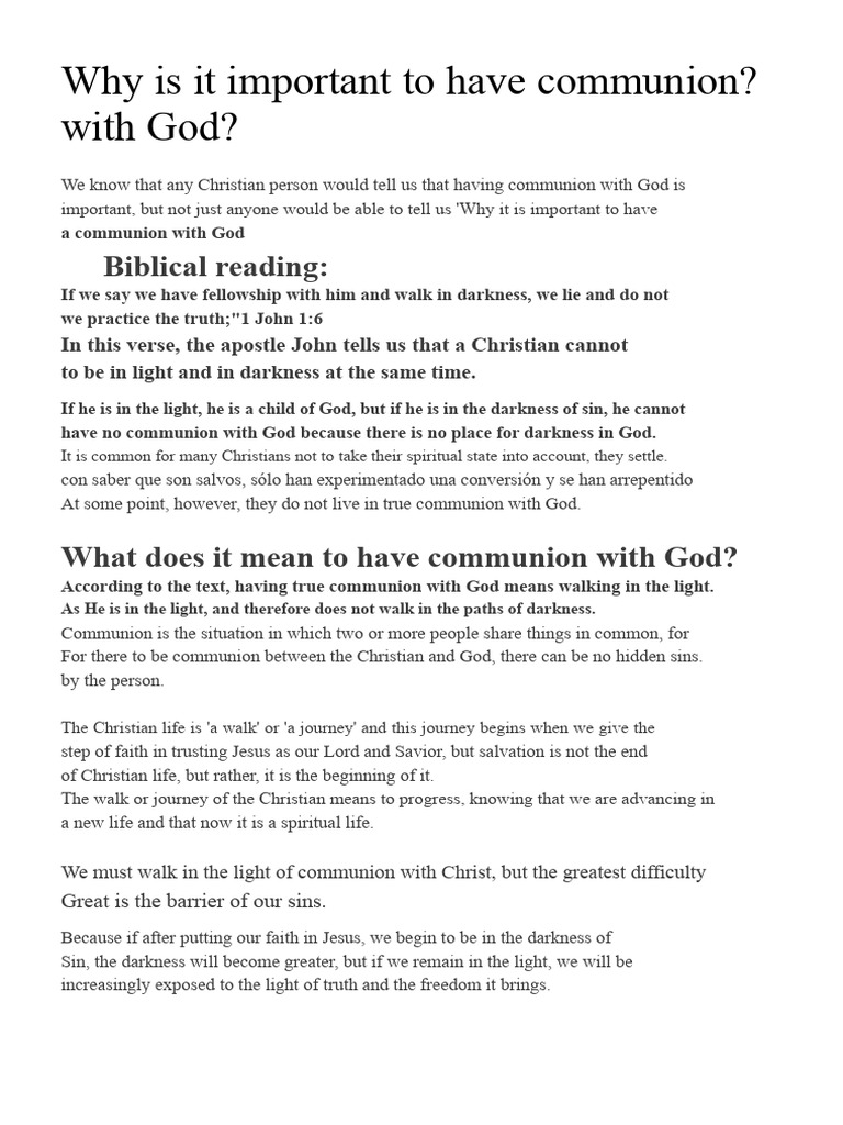 Importance of Communion with God | PDF | Jesus | Eucharist