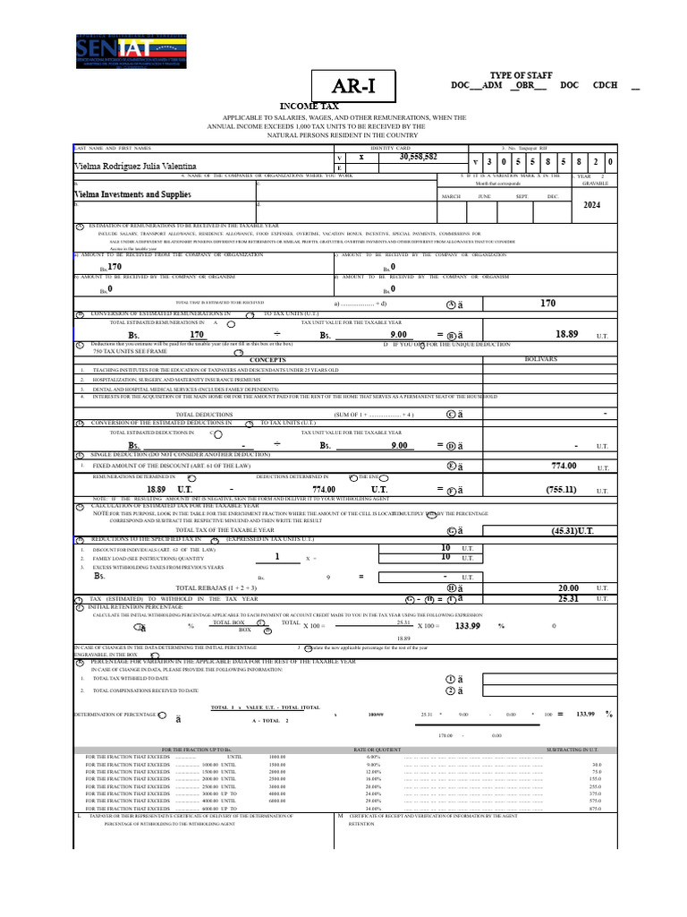 Income Tax Estimation Form Guide | PDF | Tax Deduction | Income Tax