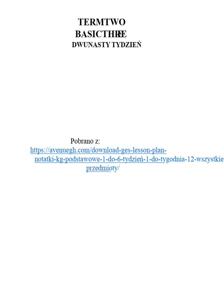 Termin 2 Podstawowy 3 Tydzień 12 | PDF