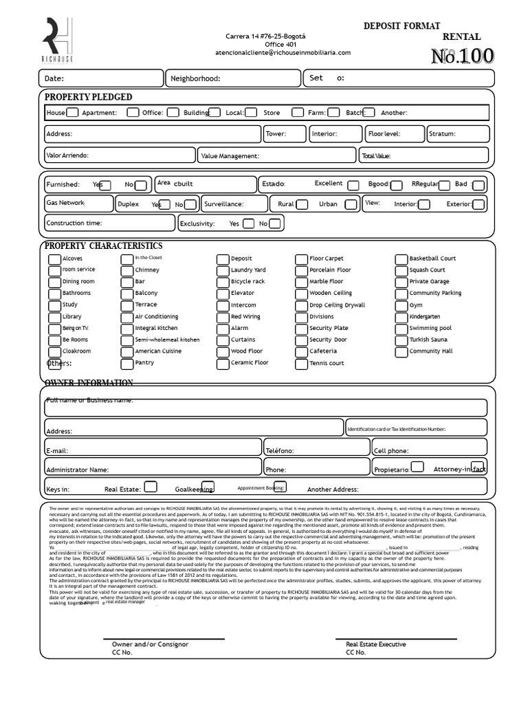 Rental Capture Sheet | PDF | Power Of Attorney | Apartment