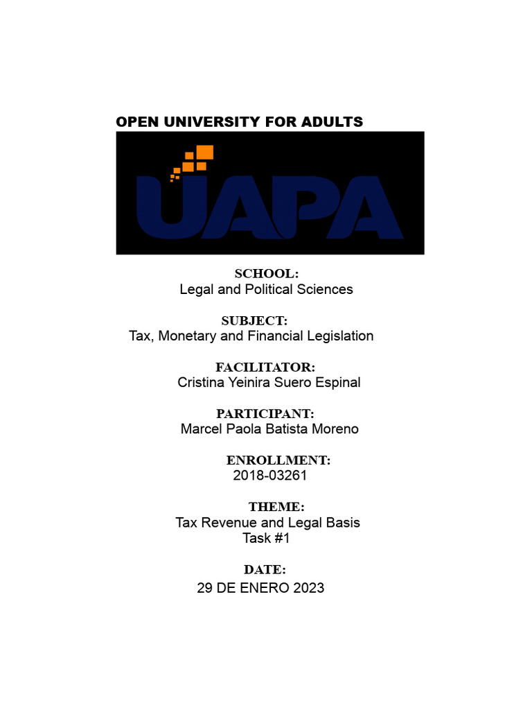 Tax, Monetary and Financial Legislation (Task #1) Marcel Batista | PDF ...