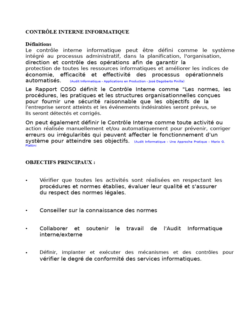Contrôle Interne Informatique : Guide Complet | PDF | Informatique ...