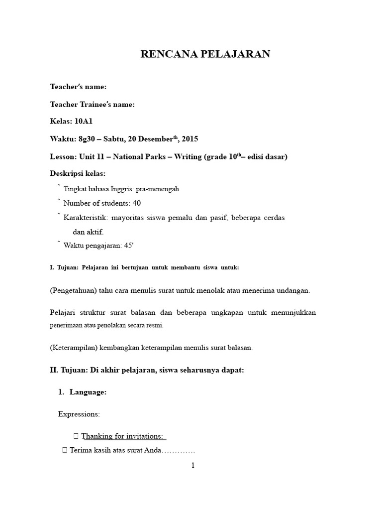 Rencana Pelajaran Menulis Surat Undangan | PDF