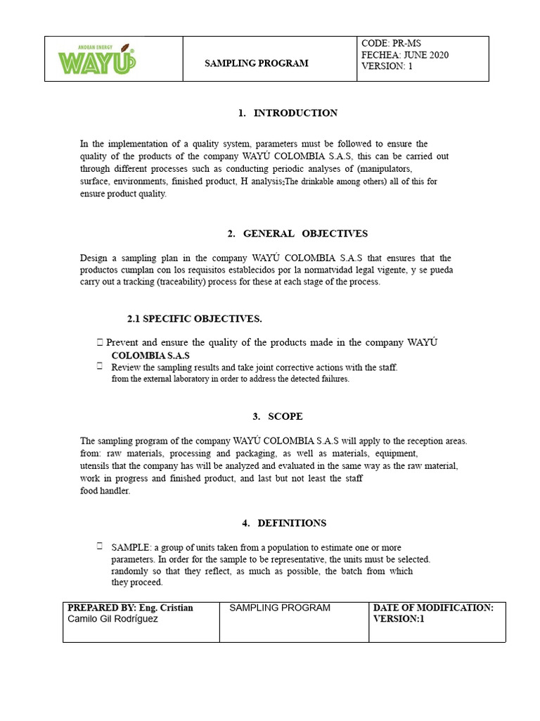 Sampling Program | PDF | Sampling (Statistics) | Microbiology