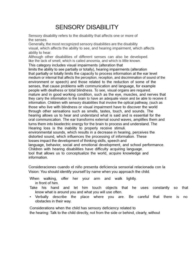 Understanding Sensory Disabilities | PDF | Senses | Visual Impairment