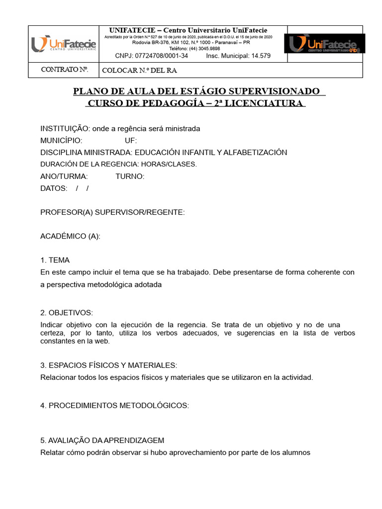 Plan de Clase Educación Infantil | PDF | Maestros | Cognición