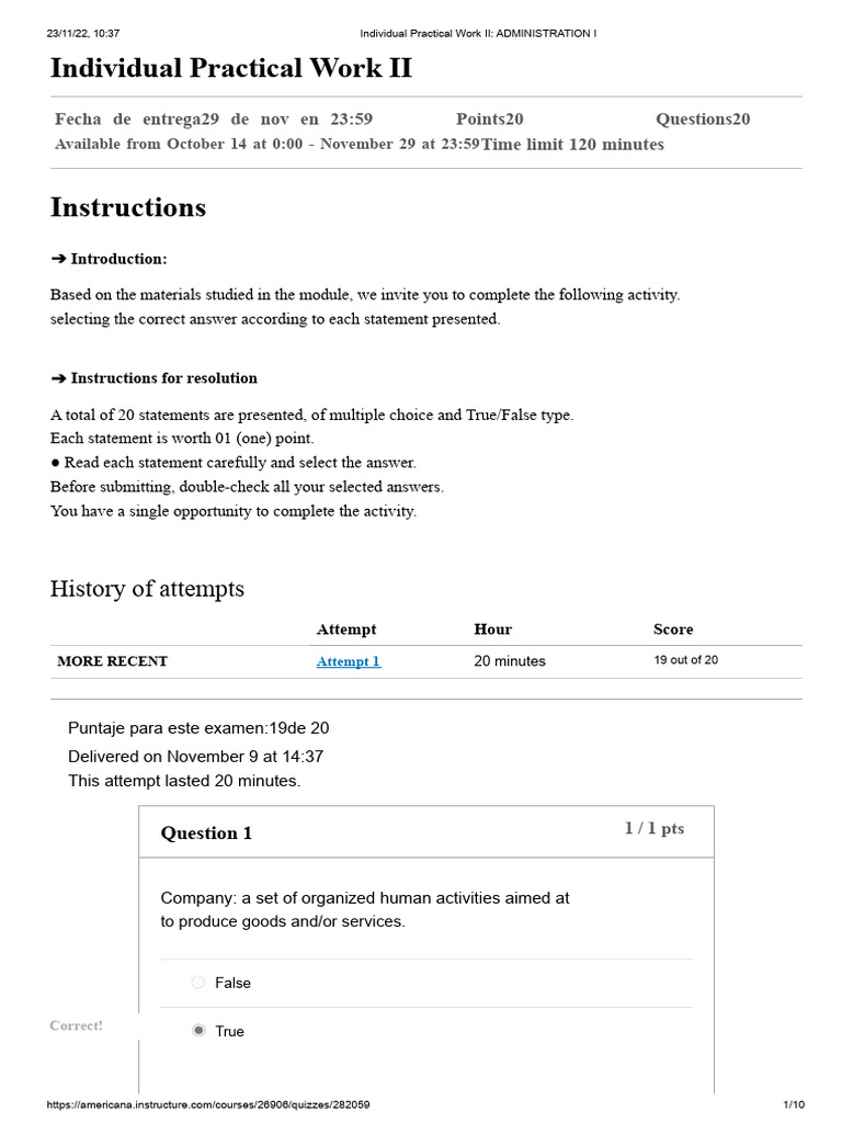 Individual Practical Work II - ADMINISTRATION I | PDF | Goal | Outsourcing