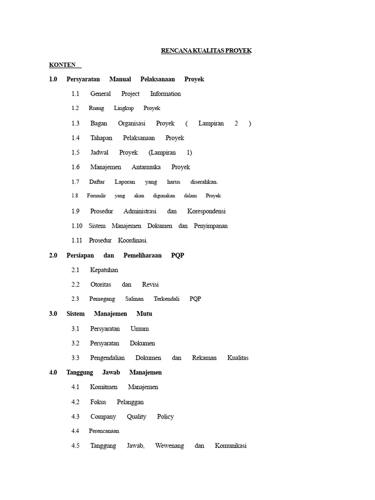 Rencana Kualitas Proyek Konstruksi | PDF