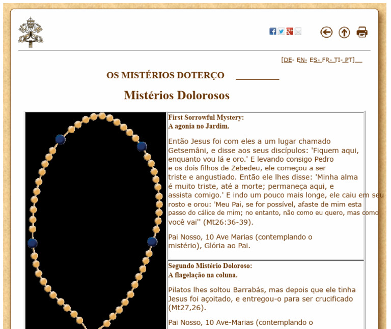 Mistérios Dolorosos do Rosário | PDF