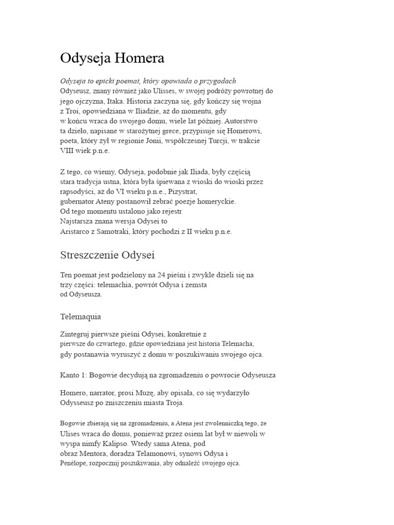 Odyseja Homera | PDF