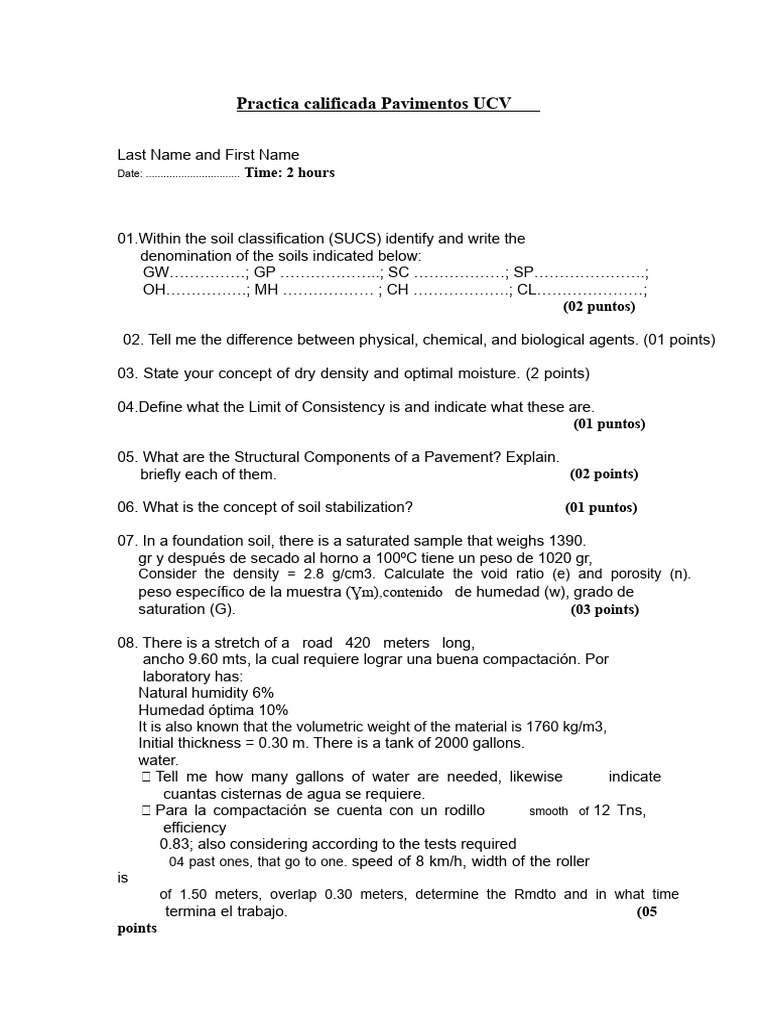 Qualified Practice Pavements UCV Unit 1 Act - Tagged | PDF | Soil ...