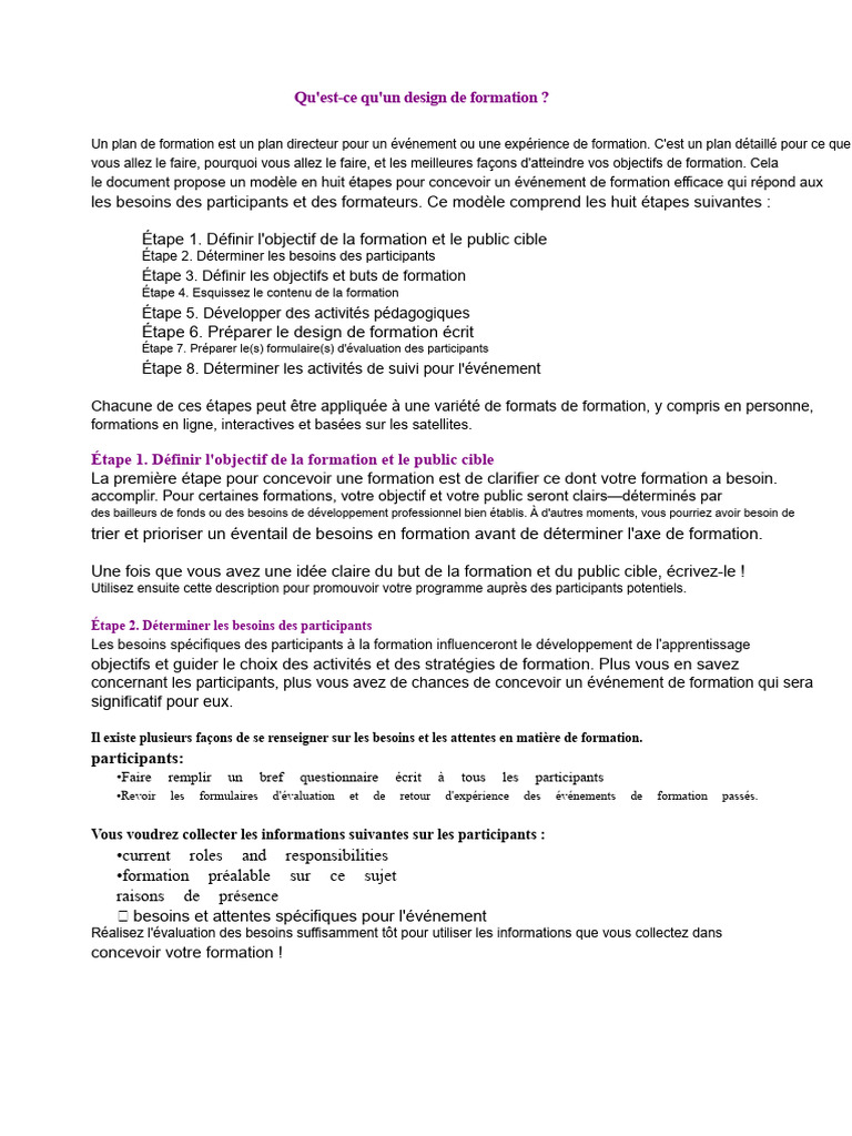 Guide de conception de formation efficace | PDF | Apprentissage | Cognition