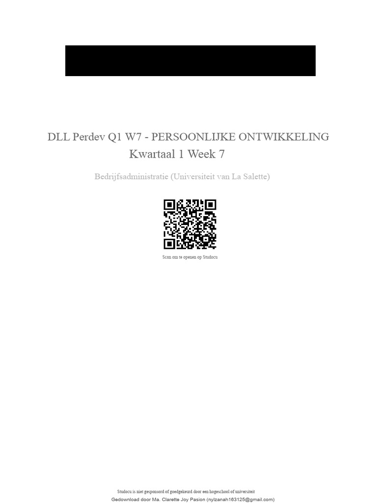DLL Perdev q1 w7 Persoonlijke Ontwikkeling Kwartaal 1 Week 7 | PDF