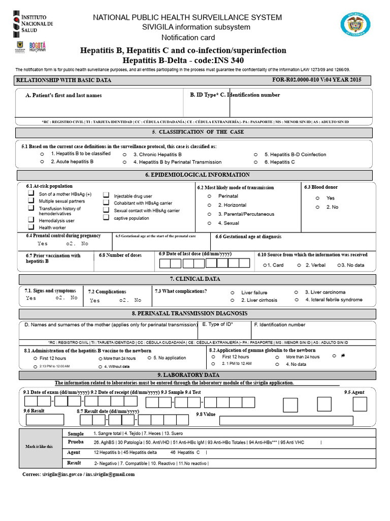 Hepatitis Surveillance Notification Form | PDF | Hepatitis | Hepatitis B