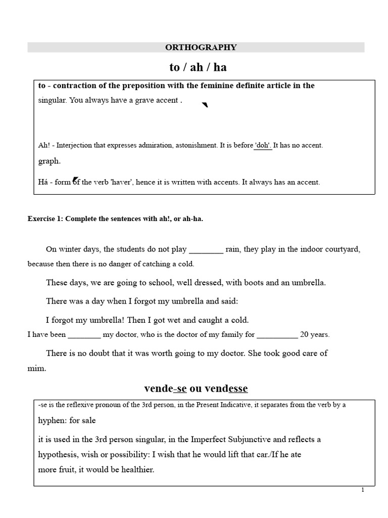 spelling exercises | PDF | Linguistic Typology | Grammar