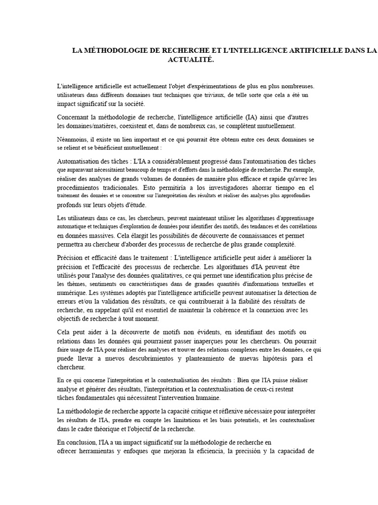 Impact de l'IA sur la recherche moderne | PDF | Intelligence ...