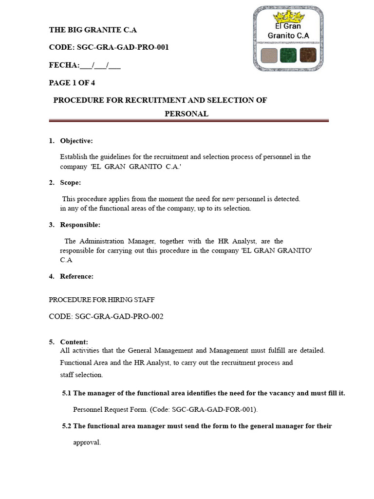Recruitment and Selection Procedure Guide | PDF | Recruitment | Human ...