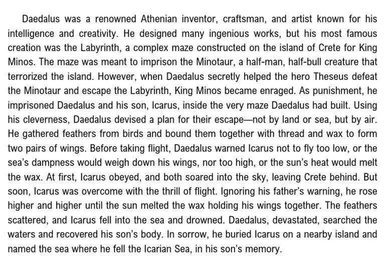 Daedalus Was A Renowned Athenian Inventor, Craftsman, and Artist Known ...