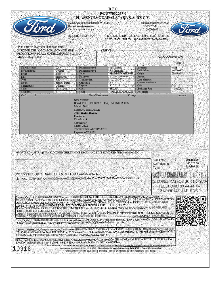 Invoice Focus | PDF | Ford Motor Company | Vehicles
