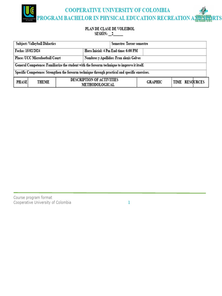 Volleyball Lesson Plan 2 Pdf Volleyball Physical Exercise