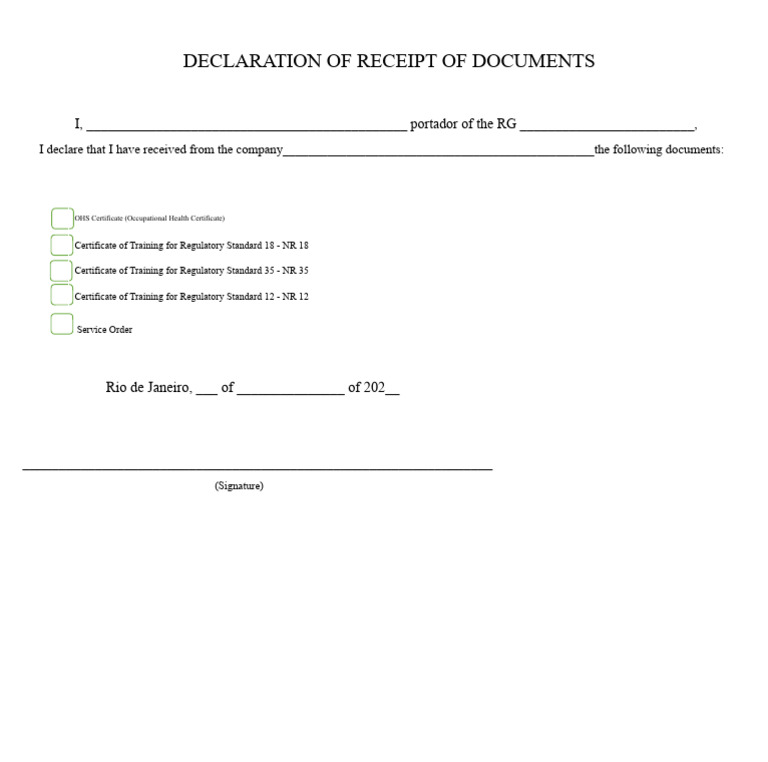 Document Receipt Statement | PDF